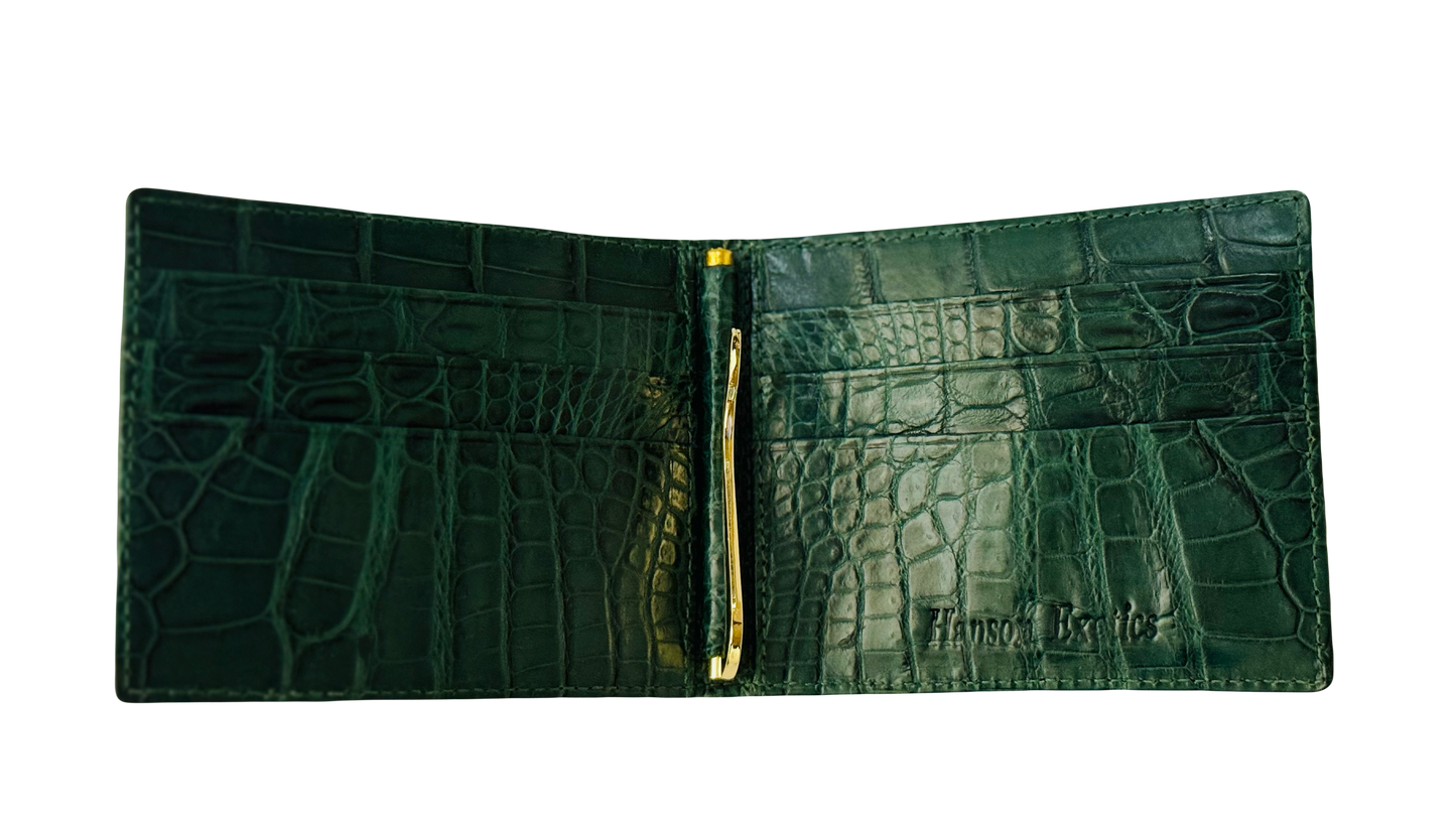 Hanson Exotics Bifold Money Clip Wallet B Forrest Green