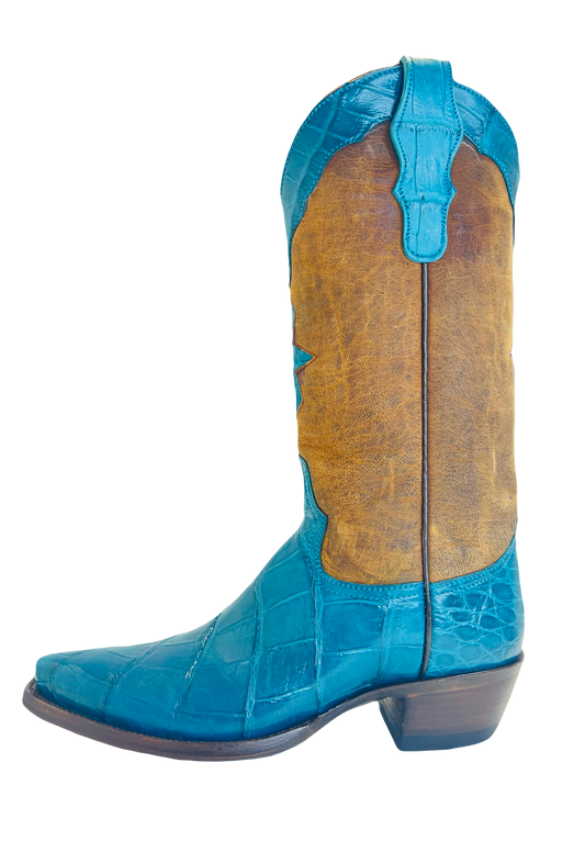 Hanson Exotics American Alligator women boots Aqua Blue