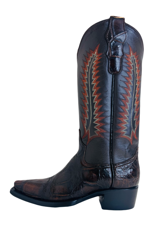 Hanson Exotics American Alligator women boots Chocolate Brown