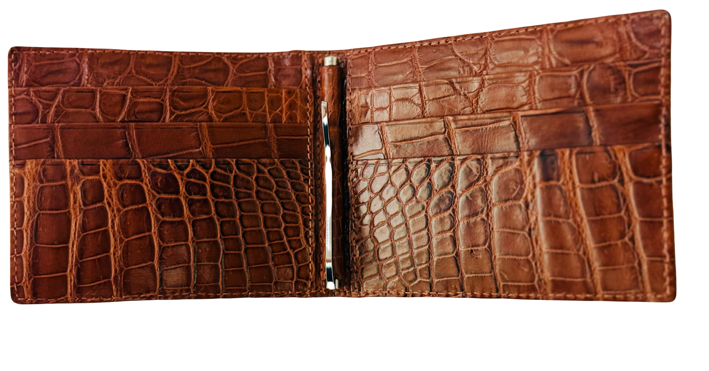 Hanson Exotics Bifold Money Clip Wallet Cognac