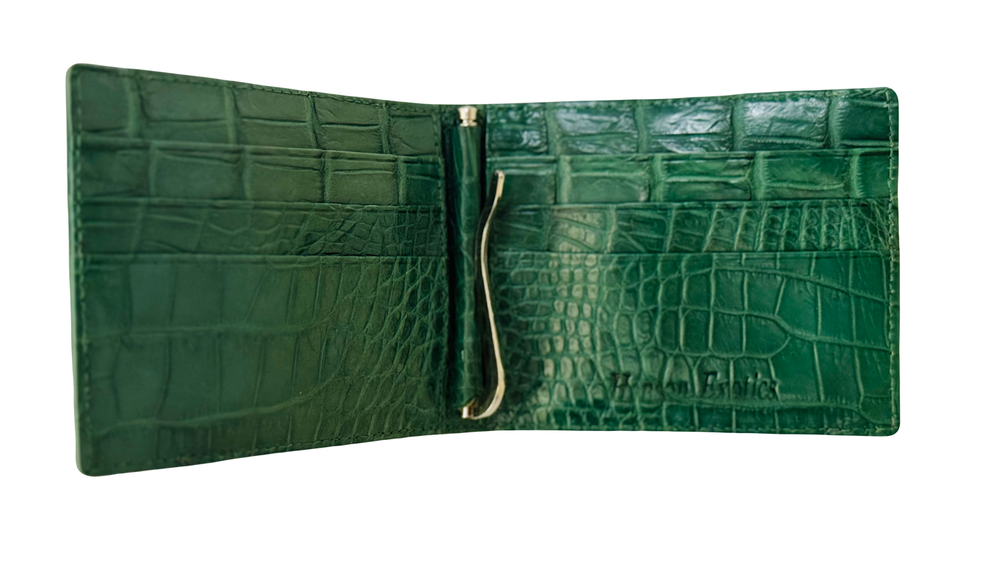 Hanson Exotics Bifold Money Clip Wallet Forrest Green