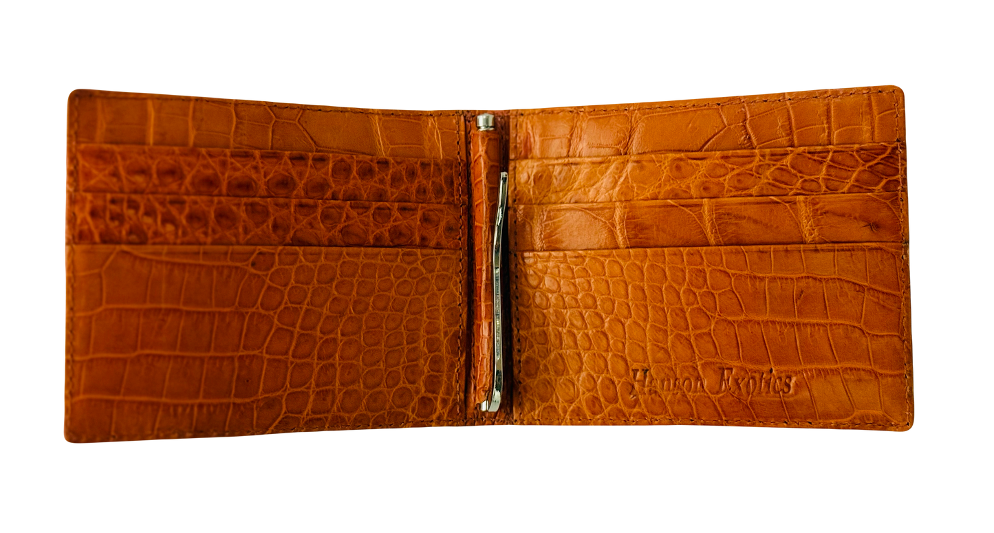 Hanson Exotics Bifold Money Clip Wallet B Cognac