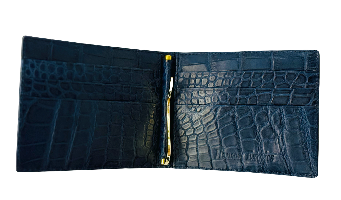 Hanson Exotics Bifold Money Clip Wallet B Blue