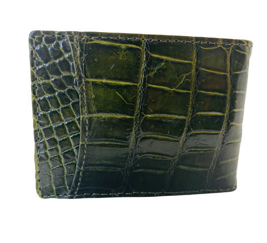 Hanson Exotics Bifold Money Clip Wallet Olive Green